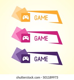 Icon joystick, different colors with space for text, logo design 