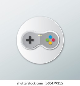 icon joystick for games in a flat style with shadow on a white background. Gamepad.