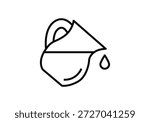 Icon of a jug pouring a drop of liquid in black linear style