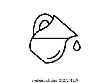 Icono de una jarra vertiendo una gota de líquido en estilo lineal negro