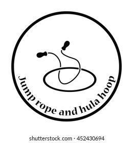 Icon of Jump rope and hoop . Thin circle design. Vector illustration.