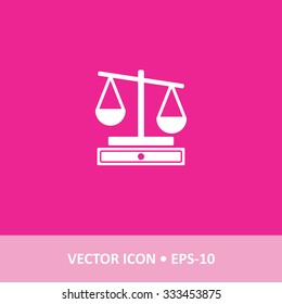Icon of Justice Scale on Magenta Color Background. Eps-10.