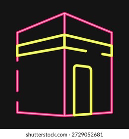 Ícone kaaba. Elementos kareem do Ramadã. Ícone em estilo neon.