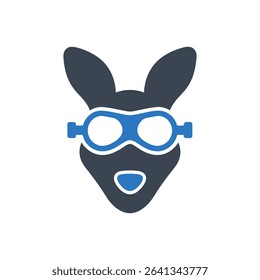 Icon of a kangaroo wearing goggles