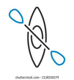 Icon Of Kayak And Paddle. Editable Bold Outline With Color Fill Design. Vector Illustration.