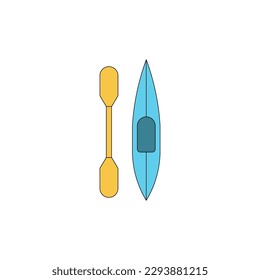 Icon of kayak with paddle equipment for rafting