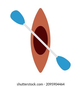 Icon Of Kayak And Paddle. Flat Color Design. Vector Illustration.