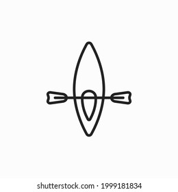 Icon of kayak with paddle. Top view kayak icon, simple style. Canoe icon vector