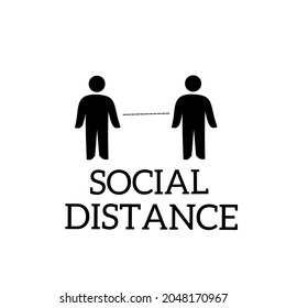 icono para mantener la distancia, logotipo sencillo para mantener la distancia, distancia social de los vectores en blanco y negro