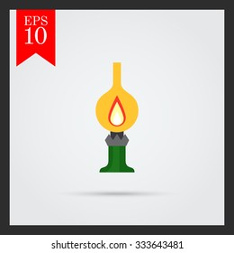 Icon of kerosene lamp with flame inside