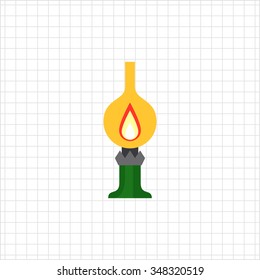Icon of kerosene lamp with flame inside