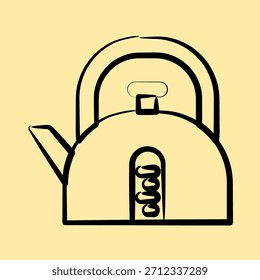 Icono de caldera. Elementos de cafetería. Icono en estilo dibujado a mano.