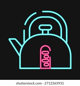 Icono de caldera. Elementos de cafetería. Icono en estilo neón.