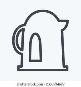 Icono Kettle - Estilo de línea - Ilustración simple,Actrazo editable,Vector de plantilla de diseño, Buena para impresiones, afiches, anuncios, anuncios, gráficos de información, etc.