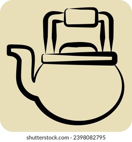 Icon Kettle. related to Cooking symbol. hand drawn style. simple design editable. simple illustration