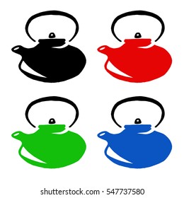 Icon kettle. Vector illustration of a kitchen kettle. Hand drawn retro teapot.