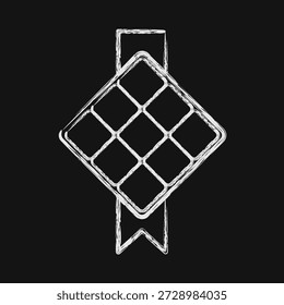 Ketupat icono. Elementos kareem de Ramadán. Icono en estilo de tiza.