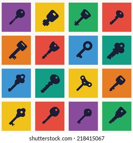 Icon Key, Black Silhouette Vector, decorative items. Icons for your design. Vector EPS 10