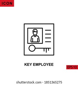 Icon key employee access office. Outline, line or linear vector icon symbol sign collection for mobile concept and web apps design.