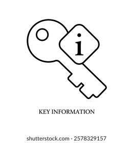 Icon a key information, isolated against a clean background.