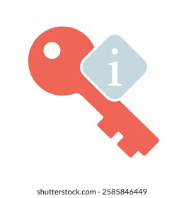 Icon a key information, isolated against a clean background.