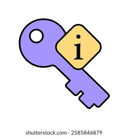 Icon a key information, isolated against a clean background.