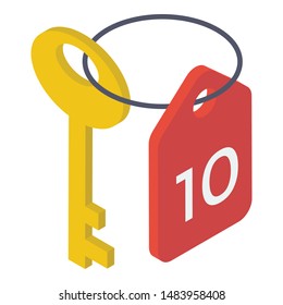 Icon of key in isometric design.
