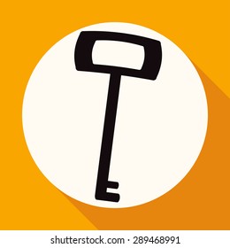 Icon key on white circle with a long shadow