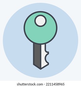 Icon Key Pocket. suitable for sportswear symbol. color mate style. simple design editable. design template vector. simple illustration