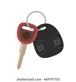 Icon Keys From The Car In A Flat Style. Vector Illustration Cartoon