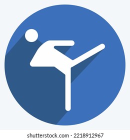 Icon Kicking. related to Combat Sport symbol. long shadow style. simple design editable. simple illustration.boxing