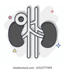Icon Kidney. related to Body Ache symbol. comic style. simple design editable. simple illustration