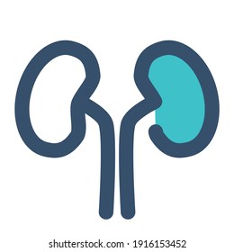 icon kidney using filled line style and blue color