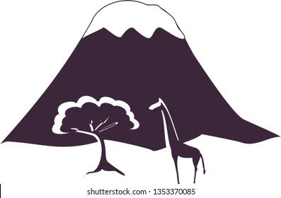 Icon Kilimanjaro Vector  Clip Art useful for Traveling Blogs