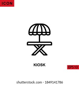 Icon kiosk or cafetaria. Outline, line or linear vector icon symbol sign collection for mobile concept and web apps design.