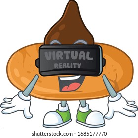 An icon of kiss cookies character using Virtual reality headset