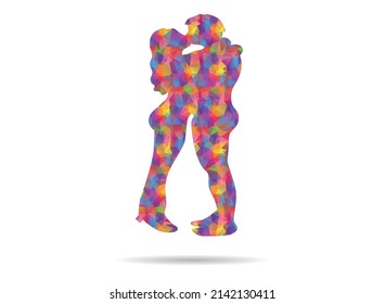 icon kissing couple low poly