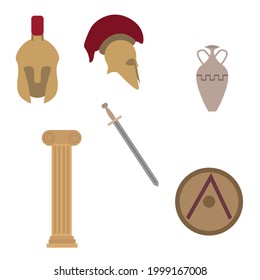 Icon kit on white background of ancient greece