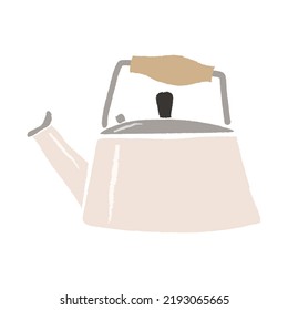 Icon Kitchen Kettle. Flat Illustration Vector Teapot in flat style, insulated on a white background. drink sign