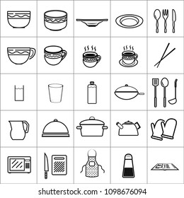 icon kitchenware tools dish bowl cup spoon fork knife coffee cooking and restaurant