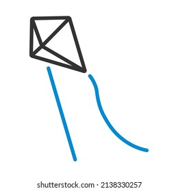 Icon Of Kite. Editable Bold Outline With Color Fill Design. Vector Illustration.