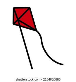 Icon of Kite. Bearbeitbare, fette Rahmenlinie mit Farbfülldesign. Vektorgrafik.