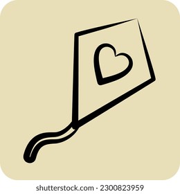 Icono Kite. adecuado para el símbolo de verano. estilo dibujado a mano. diseño simple editable. vector de plantilla de diseño. ilustración simple