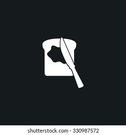 Icon knife with butter on bread.