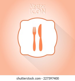 Icon of knife and fork. Icon cafe or restaurant Flat style