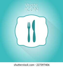 Icon of knife and fork. Icon cafe or restaurant Flat style