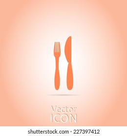 Icon of knife and fork. Icon cafe or restaurant Flat style