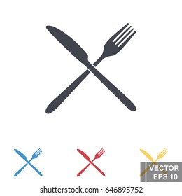 Icon knife and fork isolated on white background. Flat