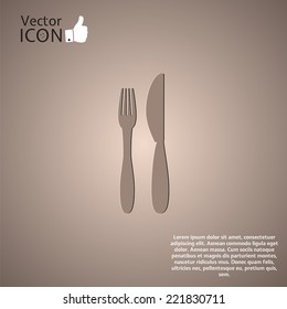 Icon of knife and fork on the background. Made in vector