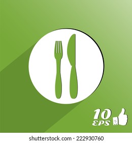 Icon of knife and fork on the background. Made in vector
